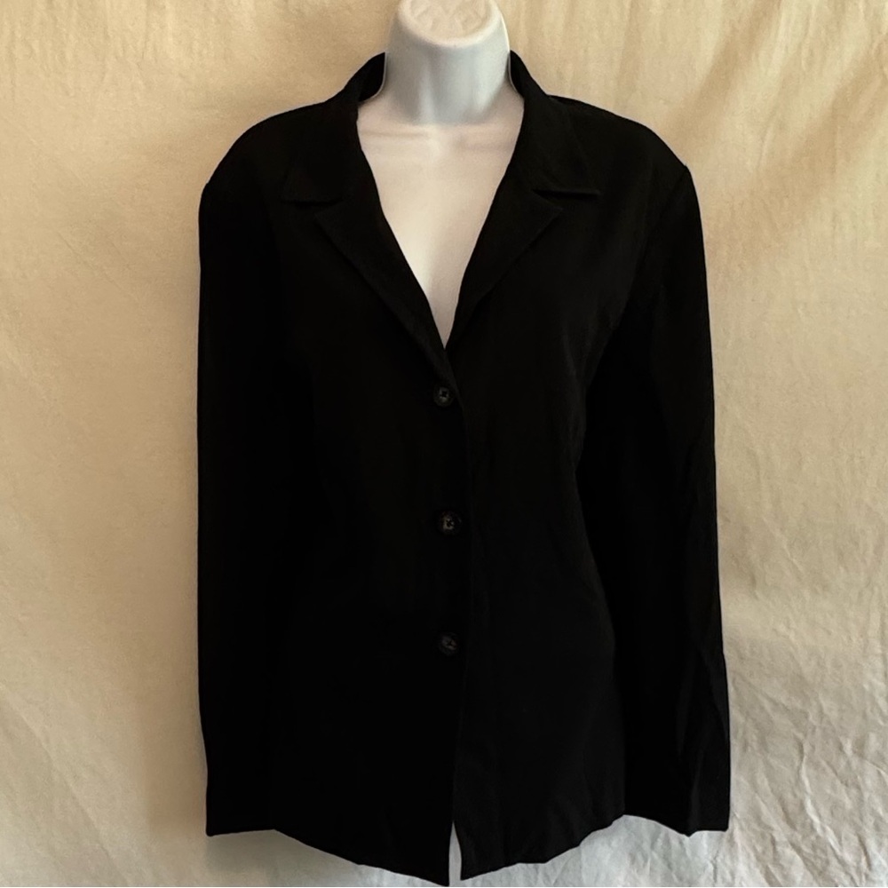 B-73 Rafaella PLUS SIZE 14 Black Lined Long Sleeve Blazer Suit Jacket